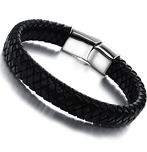 Ostan men s jewelry braided genuine leather bracelet wi…