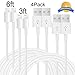Mribo 8 Pin USB Cord Lightning Cable Charger for iOs Devices, White, Pack of 4 (2X3-Feet and 2X6-Feet)
