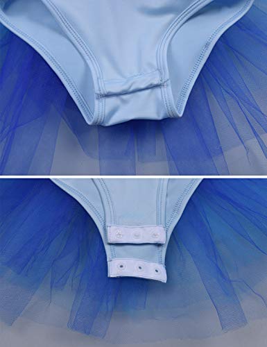 Girls' Camisole Dance Tutu Dress with Back Bow-Knot Ballet Leotard for Dance, Gymnastics and Ballet 5-6 Years Blue