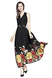 Joy EnvyLand Women's V-neck Flower Chiffon Wedding Formal Prom Beach Maxi Dress