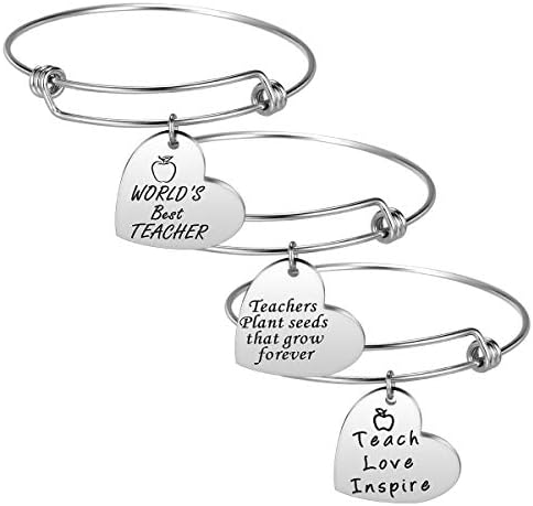 Kvekstio 3PCs Graduation Gift for Teacher, Teacher Bracelet, Teacher Appreciation Gift for Women, End of The Year Gifts for Teacher