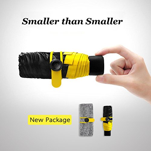 Xiaolanwelc@ Quality Mini Pocket Umbrella, Women Sunny and Rainy Mini Fashion Folding Umbrellas, 195g small sun Parasol Umbrella rain women (black) - Thumbnail 6
