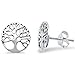 Sterling Silver Plain Round Tree of Life Studs Earrings