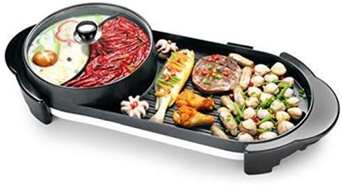 Review SPLY DTEM Barbecue Electric Barbecue Pot with hot Pot 2-in-1, Indoor/Outdoor 1500 watt Electric Oven/teppanyaki Electric Barbecue Grill/hot Pot, smokeless Electric Heating Pot