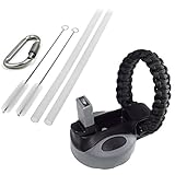 Flaskars Straw Lid for Hydro Flask Wide Mouth Water Bottle with Paracord Handle, 2 Straws, 2 Straw Brushes and Carabiner
