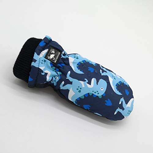 Highcamp Winter Waterproof Ski Snow Mittens for Infants Toddler Kids Boys Girls (Dino, 0-2 Years)