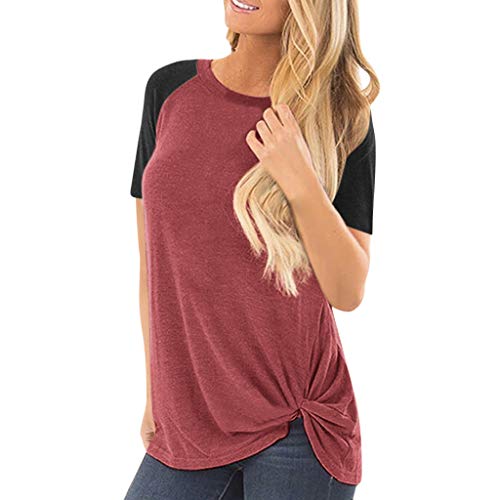 image for Emimarol Womens Tops Casual Short Sleeve O Neck Tops Loose Lightweight