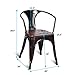 COSTWAY Dining Chairs Industrial Metal Stackable Armrest Chairs Bistro Metal Wood Stool Furniture, Set of 4 (Copper)