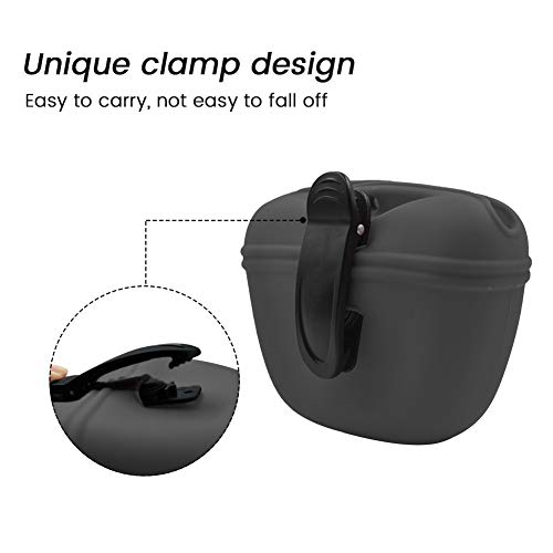 AUDWUD- Silicone Dog Treat Pouch - Clip on Portable Training Container - Convenient Magnetic Buckle Closing and Waist Clip - 100% FDA Certified Food Grade Silicone & BPA Free