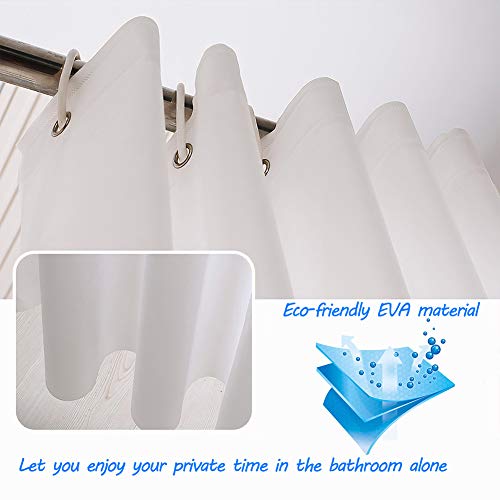 TENOVEL 3-Piece Bathroom Shower Sets: 42”-72” Stainless Steel Tension Shower Rod, 72”x72” Frost EVA 5G Shower Curtain Liner Mildew Resistant, Stainless Steel Shower Curtain Hooks/Rings-Brushed Nickel. - Thumbnail 5