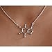 Pewter Caffeine Molecule Cast Necklace Gift Packaged in a Glass Topped Box with informational Card