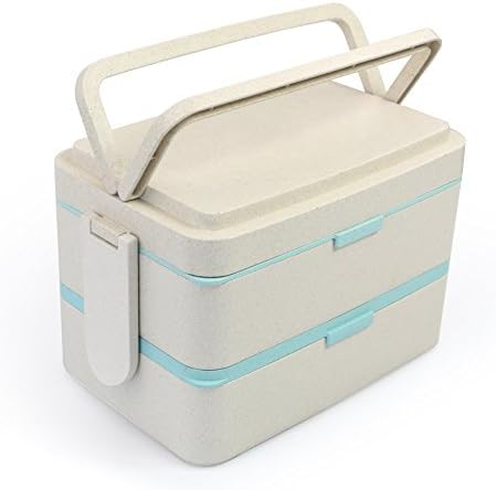 Large Bento Box Leakproof Eco Work Lunch Box Containers for Women Men Adults Teen and Kids Includes Utensils BPA Free- Microwave Freezer and Dishwasher Safe (Blue)