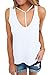 Bdcoco Women's Sleeveless Summer Blouse T Front Strappy Scoop Neck Casual Tank Tops White Large / 12-14