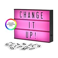 My Cinema Lightbox - The Original Color-Changing LED Cinema Light Box with 100 Letters & Numbers to Create DIY Marquee Signs, with Classic White, RGB Color Change, and Color Freeze Mode, A4 Size, USB