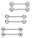 Jstyle 3 Pairs 14G 316L Stainless Steel Nipple Rings Piercing Body Jewelry Barbell CZ Tongue Rings S