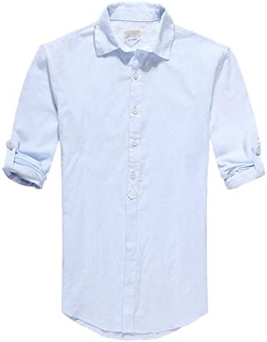 Zeemos Men's Cotton Linen Blend Shirts Ultra Light Colorful Shirts Colour Blue Size XXS