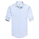 Zbrandy Men's Cotton Linen Blend Shirts Ultra Light Colorful Shirts Colour Blue Size L
