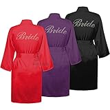 Swhiteme Bridal Robe with Rhinestones, 3/4 Sleeves