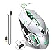 Rechargeable 2.4Ghz Wireless Gaming Mouse with USB Receiver,7 Colors Backlit for MacBook, Computer PC, Laptop (600Mah Lithium Battery) (Gray)