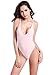 SHEKINI Women's High Cut One Piece Backless Thong Swimsuits (S, Pink - A)