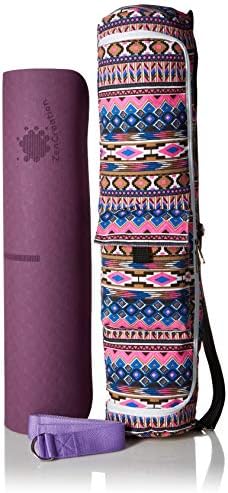 ZenCreation Yoga Mat with Body Alignment Lines (Double Layer, Purple and Pink, 72 by 24 inches, Comes with a Carrying Bag and Yoga Strap)