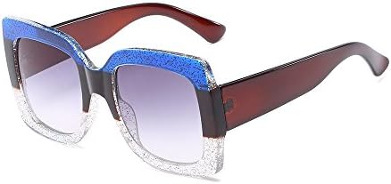 BVAGSS Oversized Square Sunglasses Women Multi Tinted Frame Fashion Modern Shades WS066 (Blue Brown)