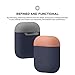 elago Duo Silicone Case Compatible with Apple AirPods Case 1 & 2, Premium Protective Silicone, Supports Wireless Charging, 2 Caps + 1 Body [ Peach, Medium Grey + Jean Indigo ]