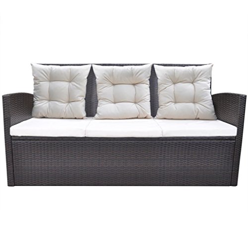 Festnight Poly Rattan Sitzgruppe Essgruppe Rattan Set Sitzgarnitur Gartengarnitur 18-teilig Braun – Bild 5