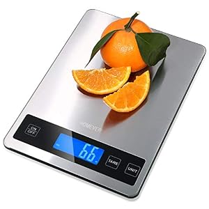 Bilancia Da Cucina Digitale, HOMEVER 15kg Bilancia Per Cucina Alimenti Elettronica in Acciaio Inossidabile Pannello 9*6.3in, Ad Alta Precisione 1g LCD Display Tara Funzione Facile Da Pulire 2 Batterie