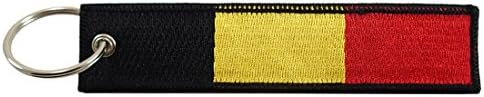 Luso AviationBelgium Flag Key Chain, 100% Embroidered