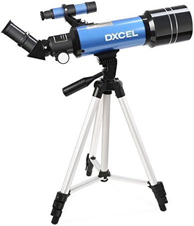 Dxcel Telescope for Kids Beginners, 70mm Refractor Astronomy Telescope with Adjustable Tripod, Children Educational Telescope &amp; Finder Scope &amp; Two Eyepieces(K25mm &amp; K10mm) -Blue