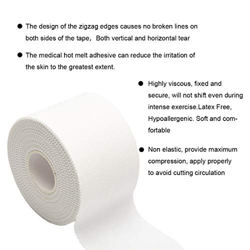 AUPCON White Athletic Tape Sports Tape Climbers Tape - Boxing Tape Muscle Support First Aid Injury Tape for Ankle Knees Wrist Toes Joints Breathable Water Resistant Latex Free Cotton 1.5in*5 Yards