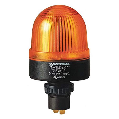 Warning Light, Yellow, 24VAC/DC, Dome Lens Industrial
