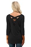 Shopglamla 3/4 Sleeve V Neck Criss Cross Back Tunic Top Made in USA