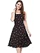 Allegra K Women's St Patrick's Day Sleeveless Casual Retro Summer Square Neck Print Chiffon Floral Dress Large Black