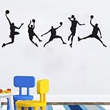 Basketball Players Wall Decals Slam Dunk DIY Wall Stickers for Kids Room Boys Bedroom (5 pcs)