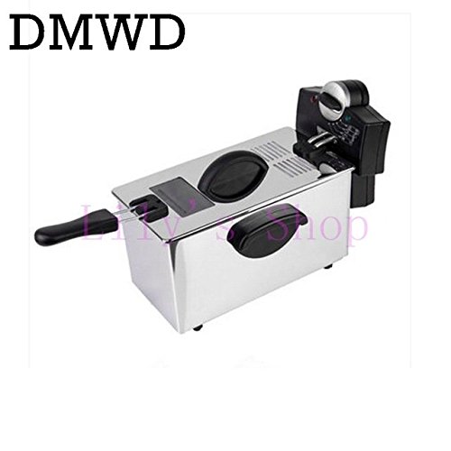 Click Here to See More Images DMWD Electric Deep Fryer Stainless Steel Commercial Electric Fryer Household Chips Frying Pan French Fries Making Machine EU US 230V
