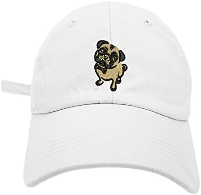 TheMonsta Pug Style Dad Hat Washed Cotton Polo Baseball Cap (White)
