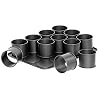 Zenker bakplaat Ø 8,5 cm met 12 cake ringen voor 12 mini cakevormen, mini taartvorm met antiaanbaklaag voor mini taarten…