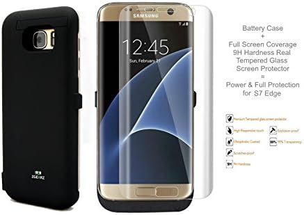 Galaxy S7 Edge Battery Case, ZgearZ 6800 mAH Extended Power Charger. Full Coverage Glass Screen Protector included. Use this extended rechargeable charging pack as Samsung Galaxy S7 Edge backup power.