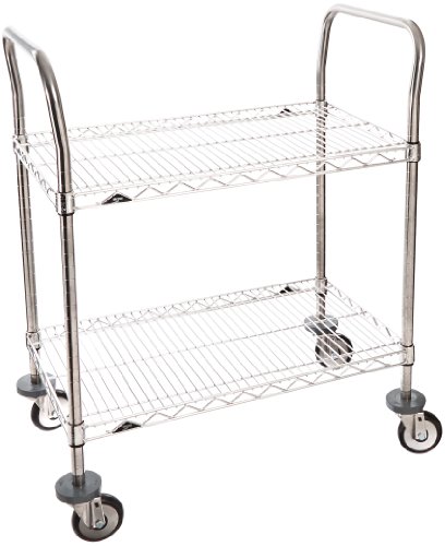 image for Metro MW Series Chrome Plated Wire Utility Cart, 2 Shelves, 375 lb. Ca