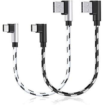 USB C Charging Cable, CIKOO 2 Pack 1Ft Nylon Braided USB Type C Right Angle Fast Charger Cable Data Sync for Galaxy Note 10 9 8 S8 S9 S10 Oneplus 5 6T Google Pixel 3 XL Moto Z LG G7 G6 G5 V35 V40 ZTE