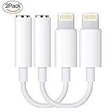 Headphone Adapter (2 Pack) to 3.5mm earbuds Jack apple Adapter Earphone for iPhone X 8 7 Plus Lightning Connection Converter - White (white)