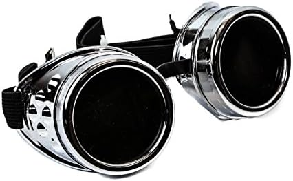 Silver Goggles Sunglasses Cosplay Aviator Steampunk Gothic Burning Man