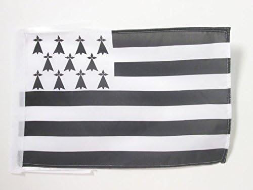 AZ FLAG, Brittany Flag, 18'' x 12'', 100% Polyester French region of Bretagne Small Banner with Two Cords, Fade Resistant
