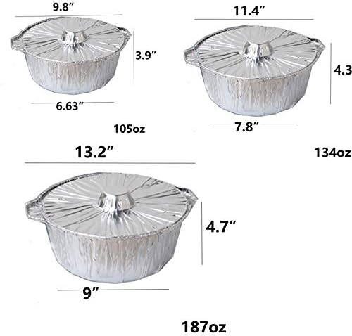 [10pcs]Aluminum Foil Boiler Disposable Tin Boiler and Extra Deep Aluminum Foil for Hot Pot and Camping 105oz 134oz 187oz. (187oz)
