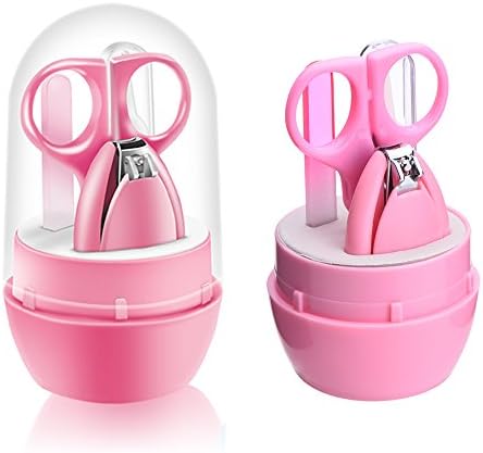 Baby Beauty Care Suits Newborns or Babies Boys Girls Nail Clippers Scissors Tweezers Nail file The Safest Baby Nail Scissors (Pink)