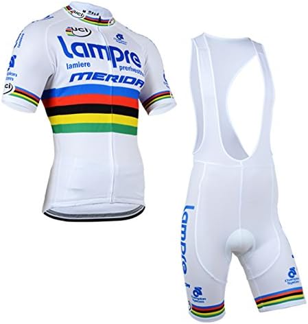 2014 Outdoor Sports Pro Team Men's Short Sleeve Lampre Cycling Jersey and Bib Shorts Set White