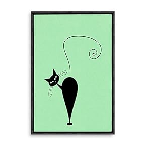 Framed Canvas Wall Art for Living Room, Bedroom Cat Illustration XI Canvas Prints for Home Decoration Ready to Hang - 16x24 inches