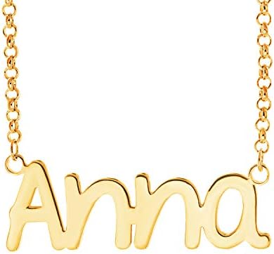 Personalized Sterling Silver Gold Rose Gold Necklace Custom Nameplate Name Jewelry Pendant Necklace for Men Women Girl Mother-Gift to Her Daughter
